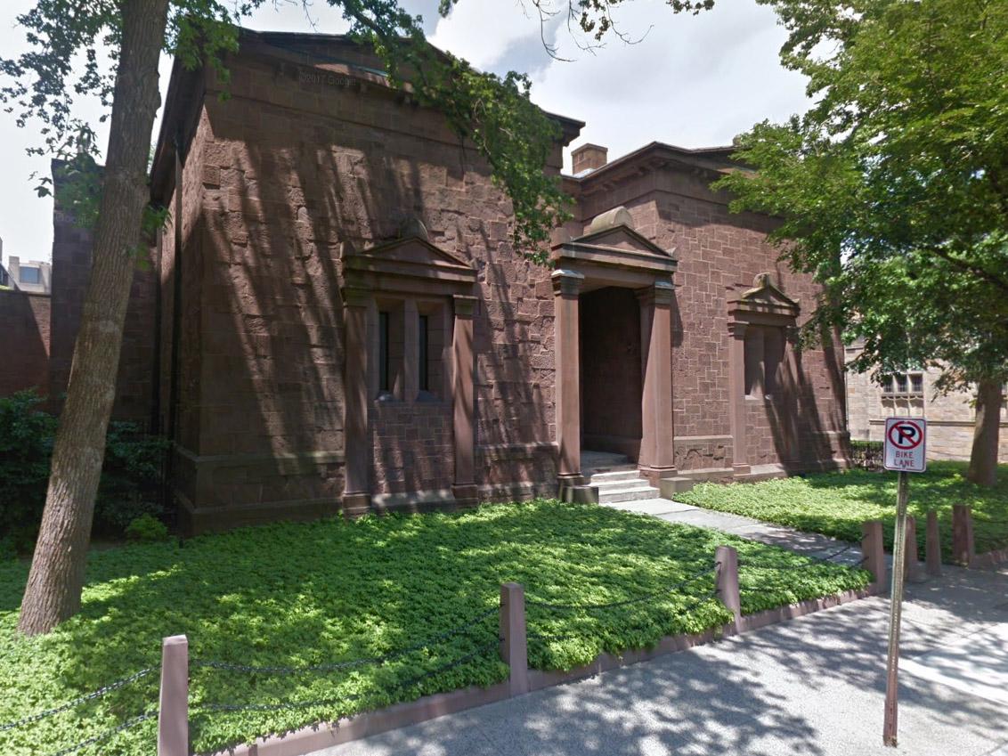 The notorious Skull and Bones fraternity's clubhouse at Yale, known as The Tomb