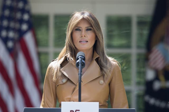 US first lady Melania Trump announces her 'Be Best' initiative in the Rose Garden of the White House on 7 May