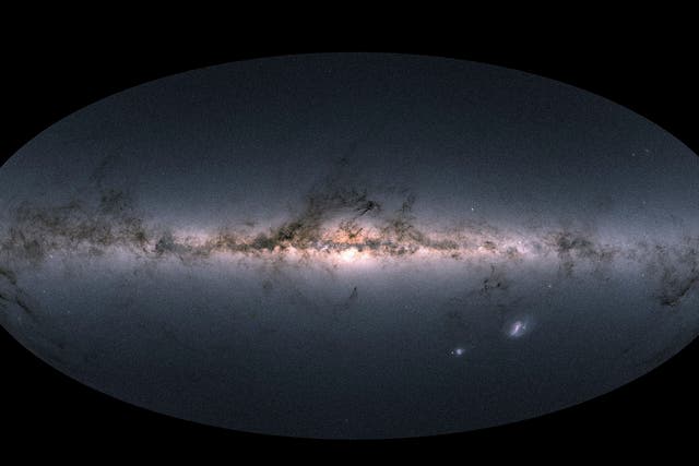 This map of the Milky Way and neighbouring galaxies, containing more than a billion stars, is the most detailed survey ever produced of our galaxy