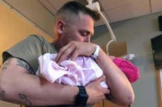 Soldier watches birth of his daughter on FaceTime after delayed flight