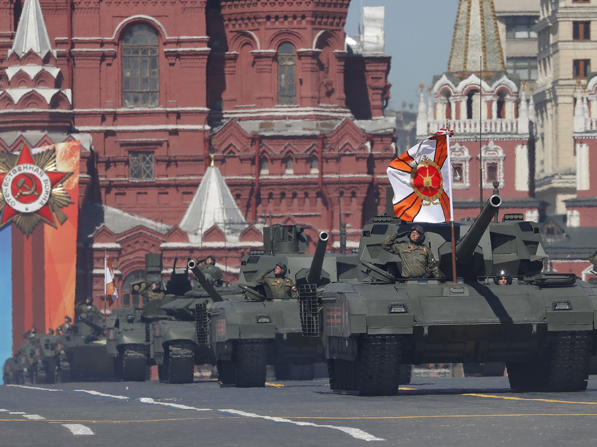 Armata tanks take part in the Victory Day military parade in Red Square in Moscow
