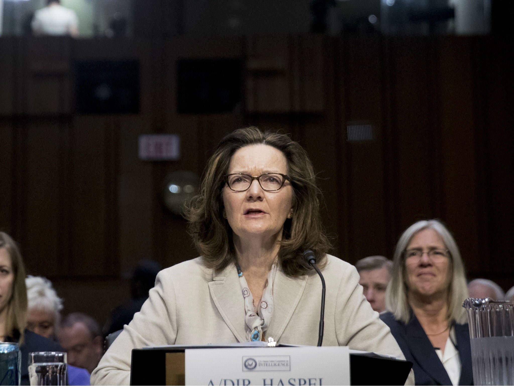Gina Haspel, President Donald Trump's pick to lead the Central Intelligence Agency (CIA), testifies at her confirmation hearing