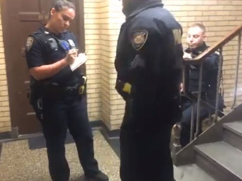Police officers at Yale University quiz Lolade Siyonbola after a white student called police, having found the graduate student asleep in a common room