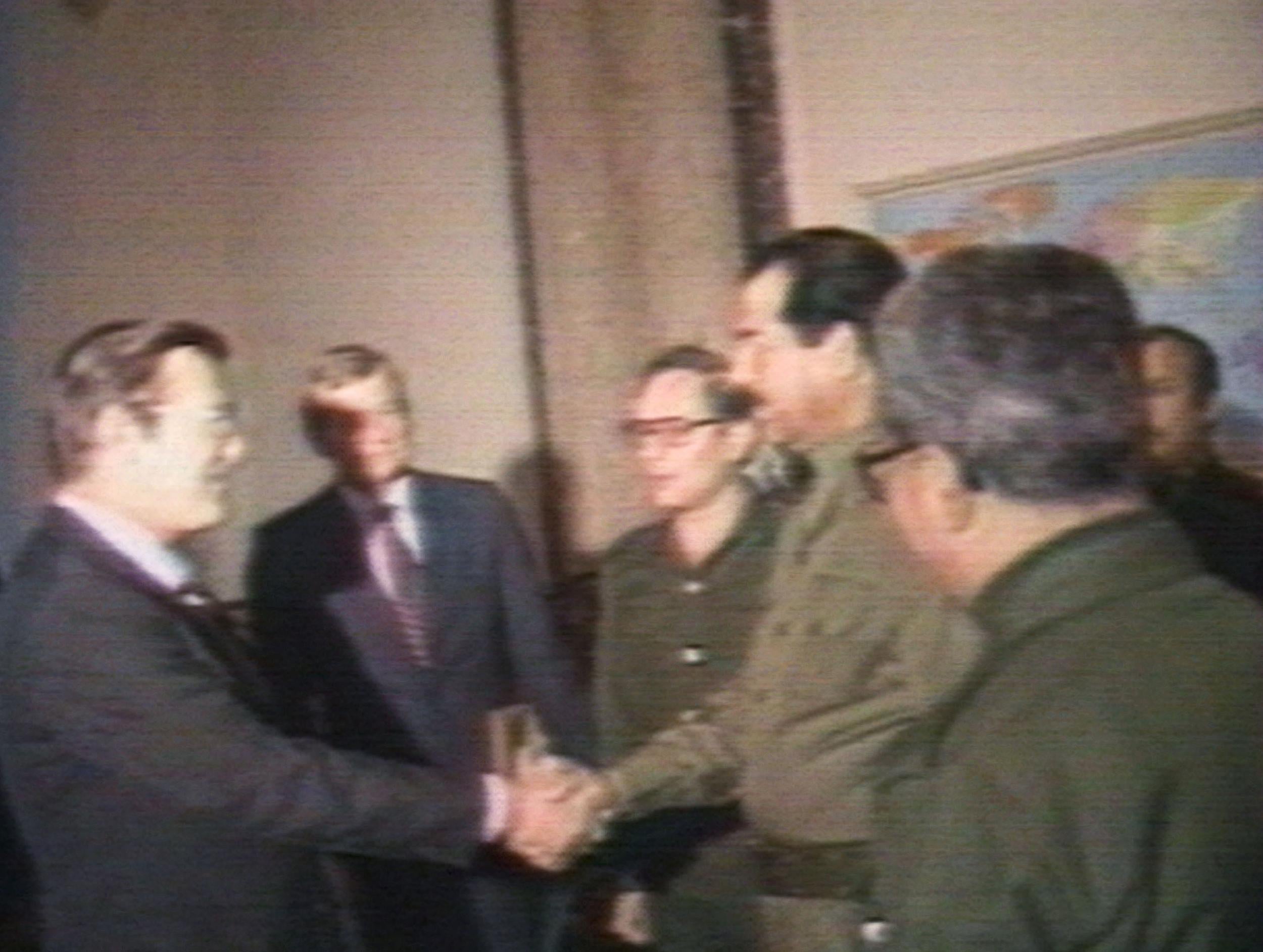 Donald Rumsfeld meets Saddam Hussein in 1983 during Iraq’s war with Iran