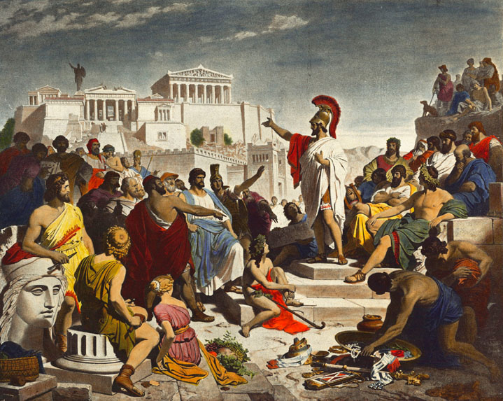 A 19th century Philipp Foltz painting depicting the Athenian politician Pericles delivering his funeral oration
