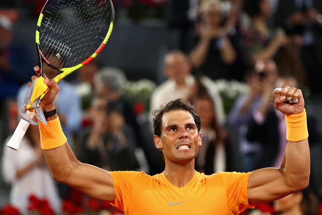 Nadal continued his consecutive set streak in Madrid