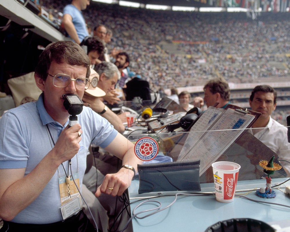 Motson working at the 1986 World Cup in Mexico