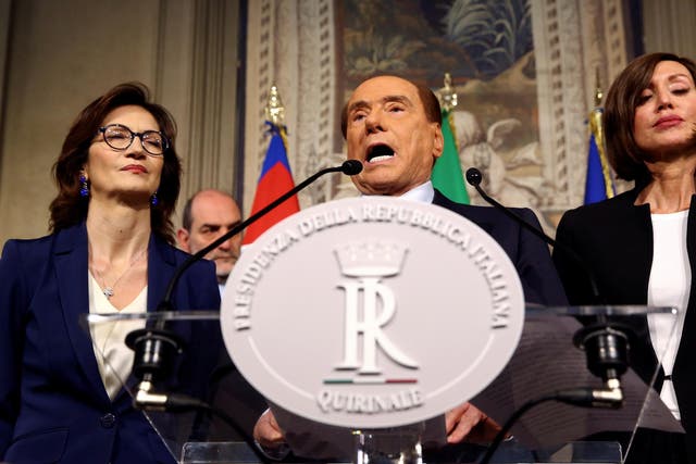 Silvio Berlusconi, pictured last month after talks with Italy's president, could stand for office again if talks fail
