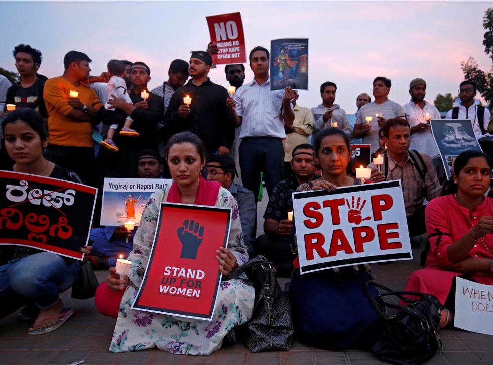 Indian protesting against the rising number of sexual assaults in the country