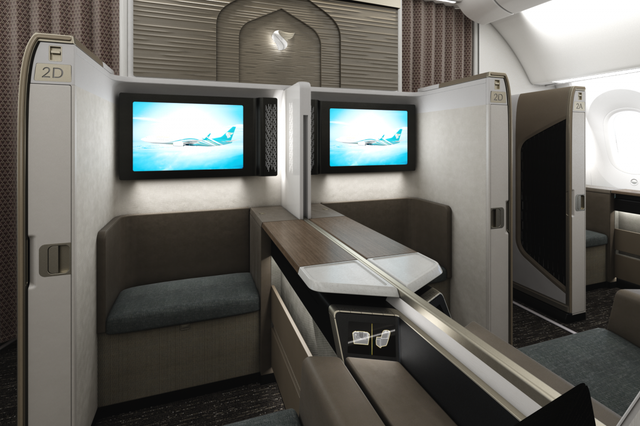 Passenger's first class suite on Oman Air