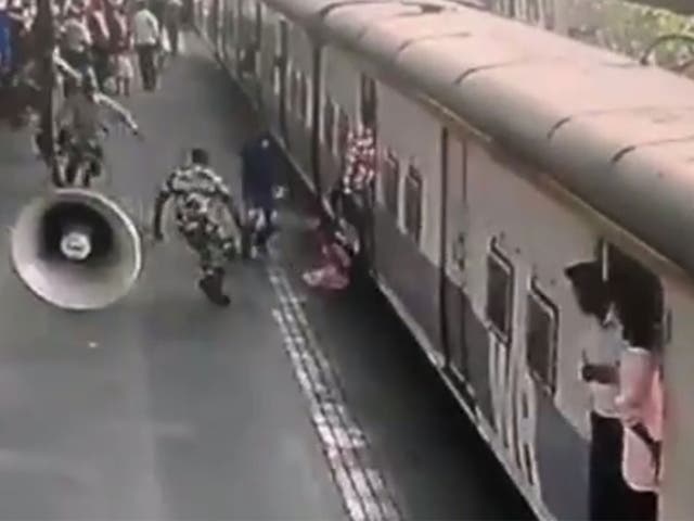 Security officer saves toddler from train