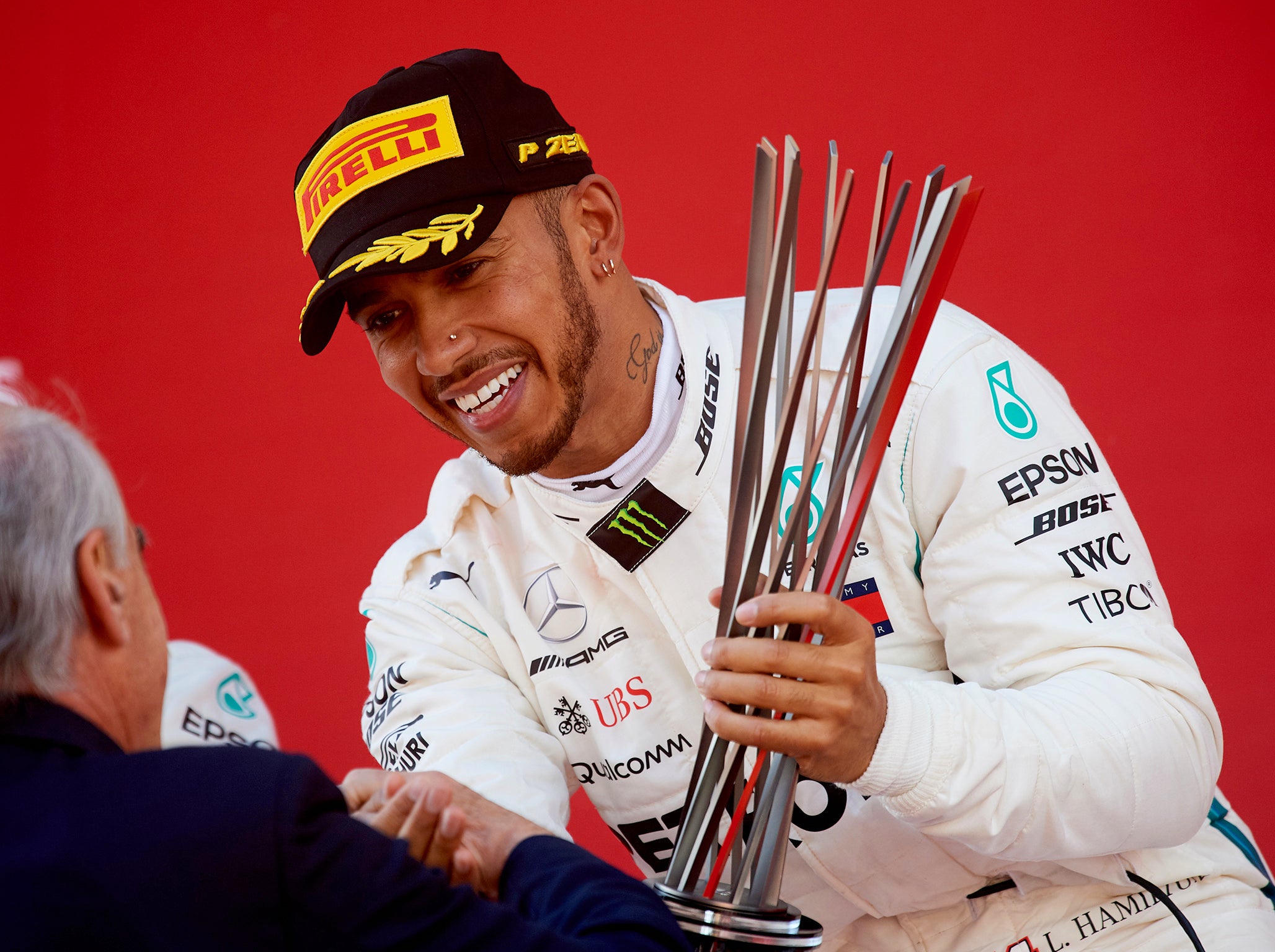 Lewis Hamilton celebrates extending his World Championship lead