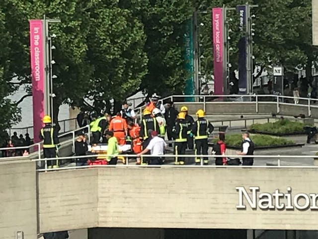 Emergency services on the scene of the incident outside the National Theatre