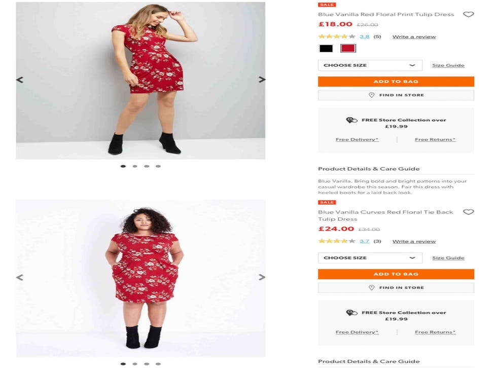 New Look criticised by shoppers for imposing 'fat tax' on clothing | The Independent |