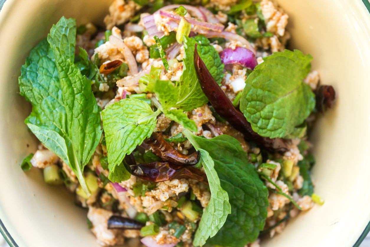 Try the classic Laos dish, larb