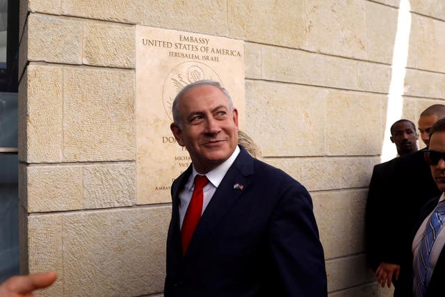 Benjamin Netanyahu at the opening of the US embassy in Jerusalem