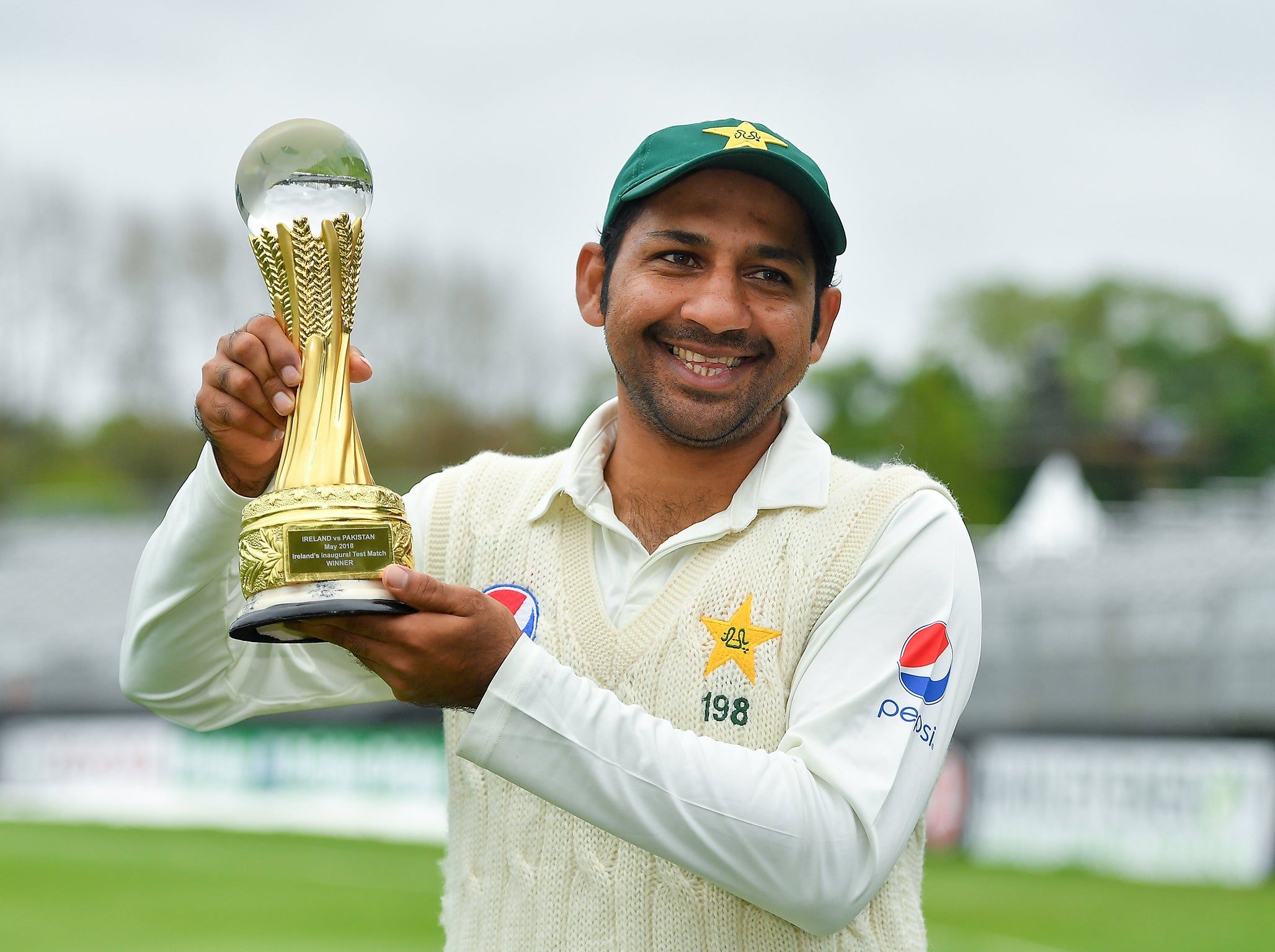 Pakistan captain Sarfraz Ahmed celebrates following his side's victory