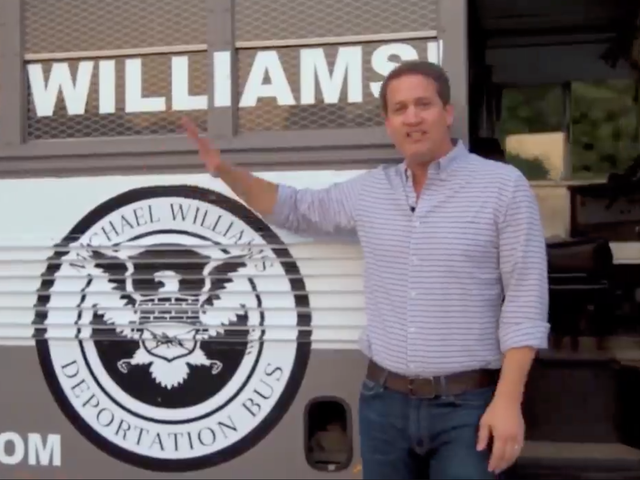 Georgia gubernatorial candidate Michael Williams shows off his 'deportation bus'