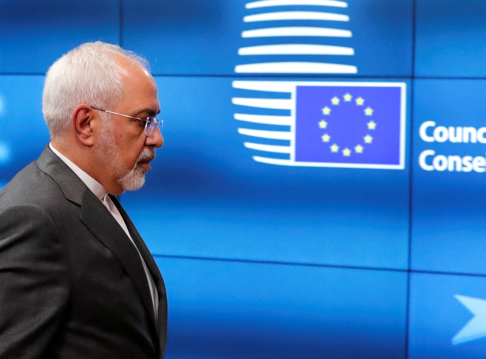 Iran's Foreign Minister Mohammad Javad Zarif arrives at the EU council in Brussels, Belgium