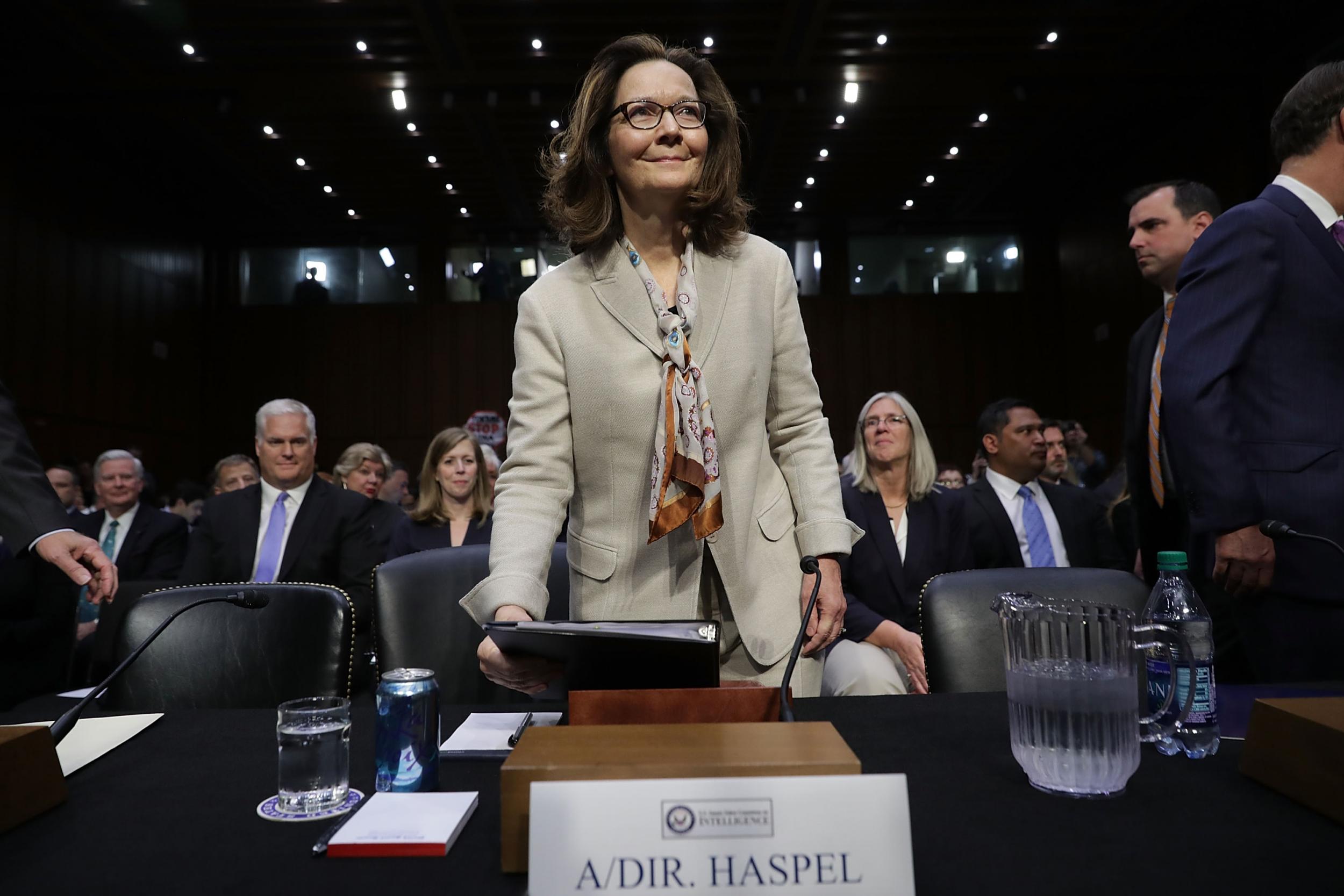 Central Intelligence Agency acting director Gina Haspel prepares to testify before the Senate Intelligence Committee