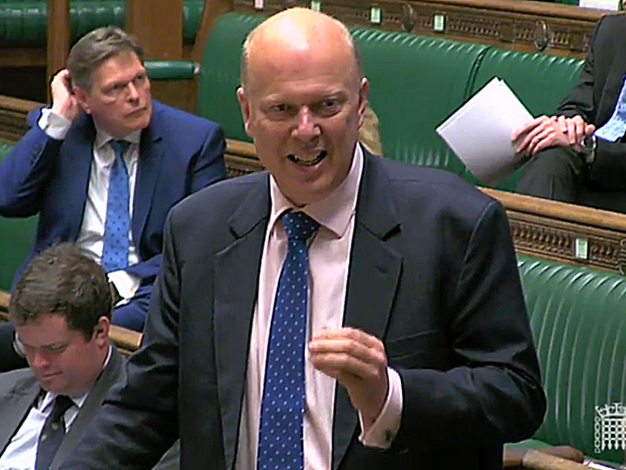 Transport Secretary Chris Grayling as he delivers an update on the state of the rail industry in the House of Commons