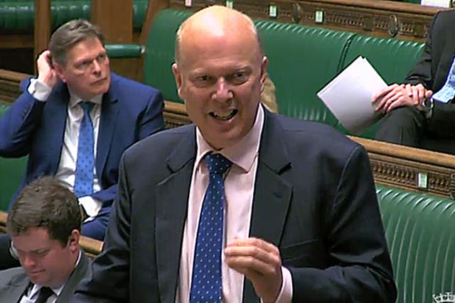 Transport Secretary Chris Grayling as he delivers an update on the state of the rail industry in the House of Commons
