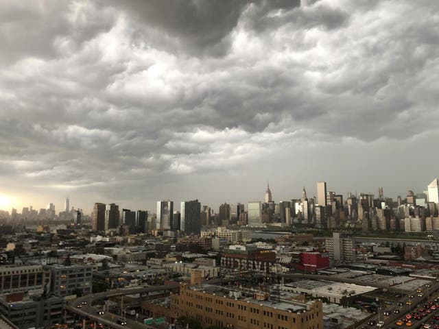 Storm clouds gather over New York City