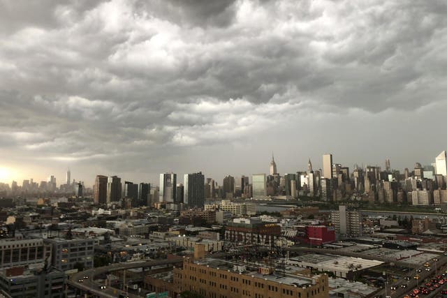 Storm clouds gather over New York City