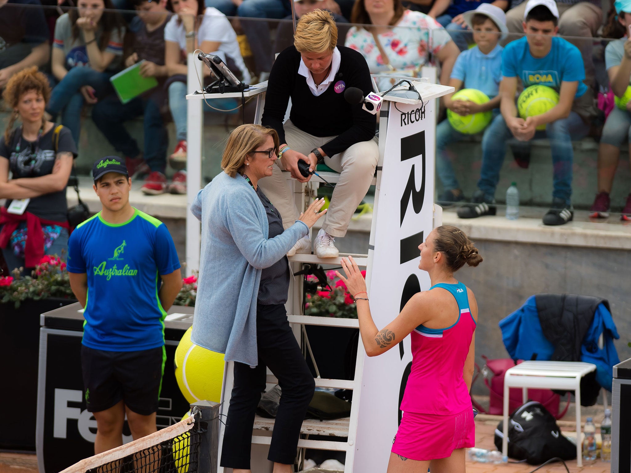 Pliskova was visibly angered by the umpire