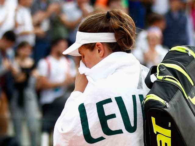 Johanna Konta reacts after defeat in Rome