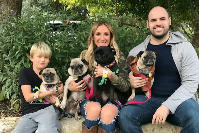 In March, Dex was adopted by a pug-loving family
