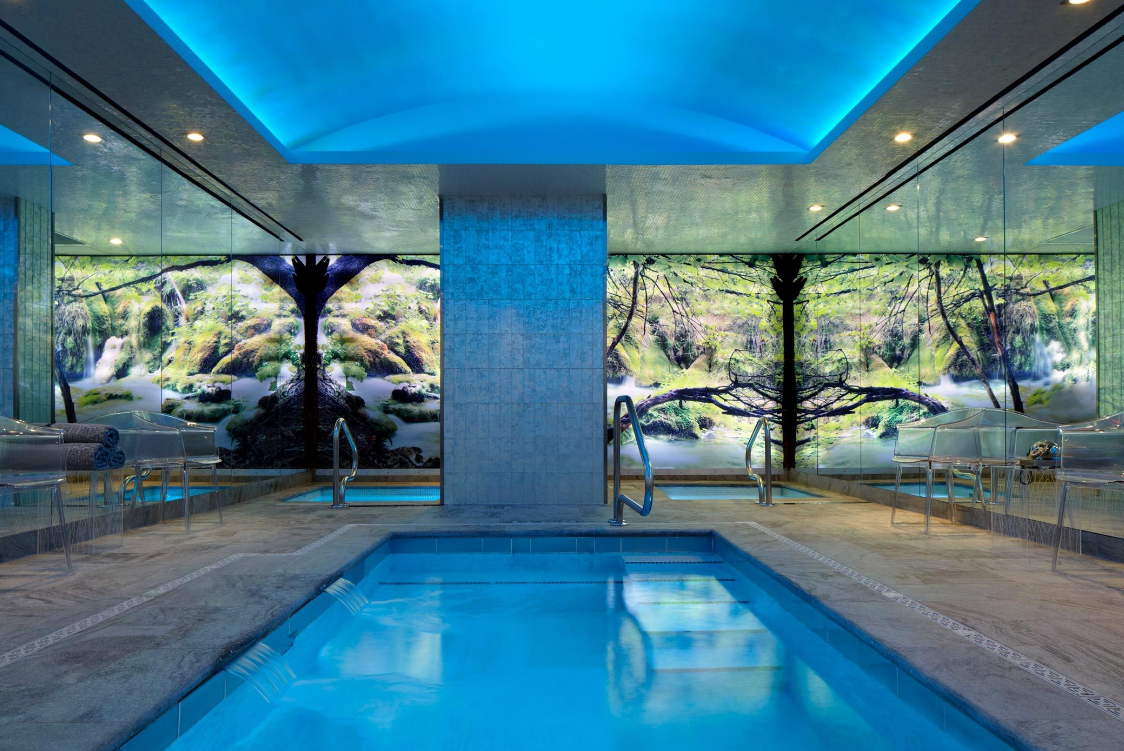 A lap pool lets guests exercise in style