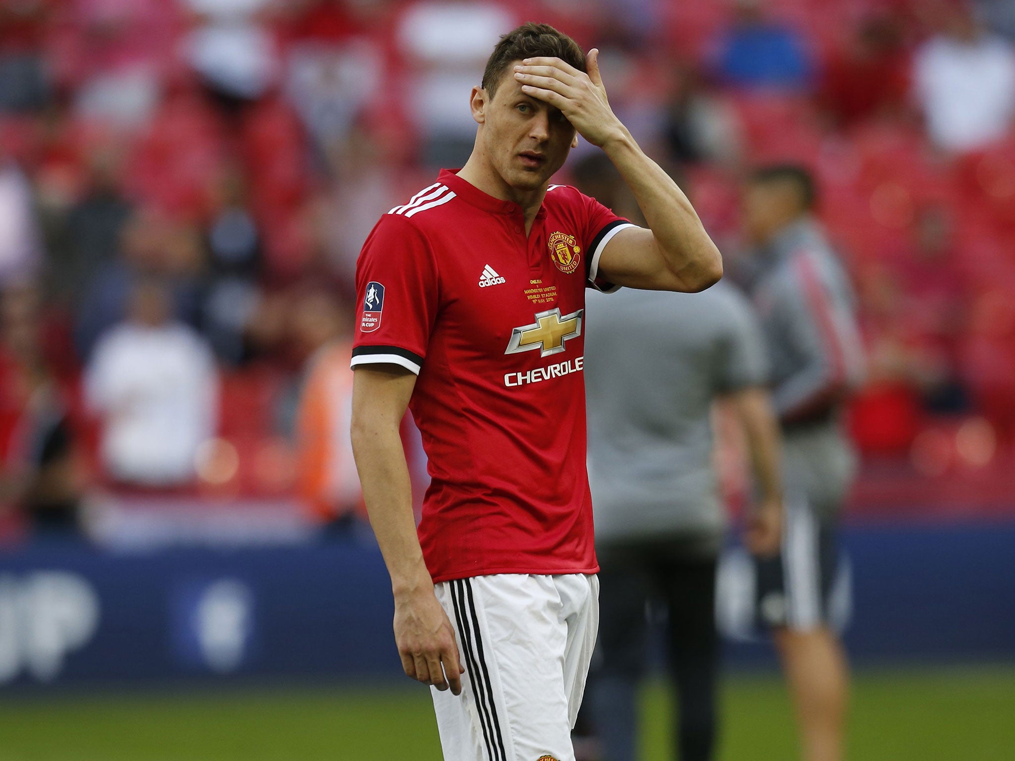 Nemanja Matic looks on after defeat at Wembley