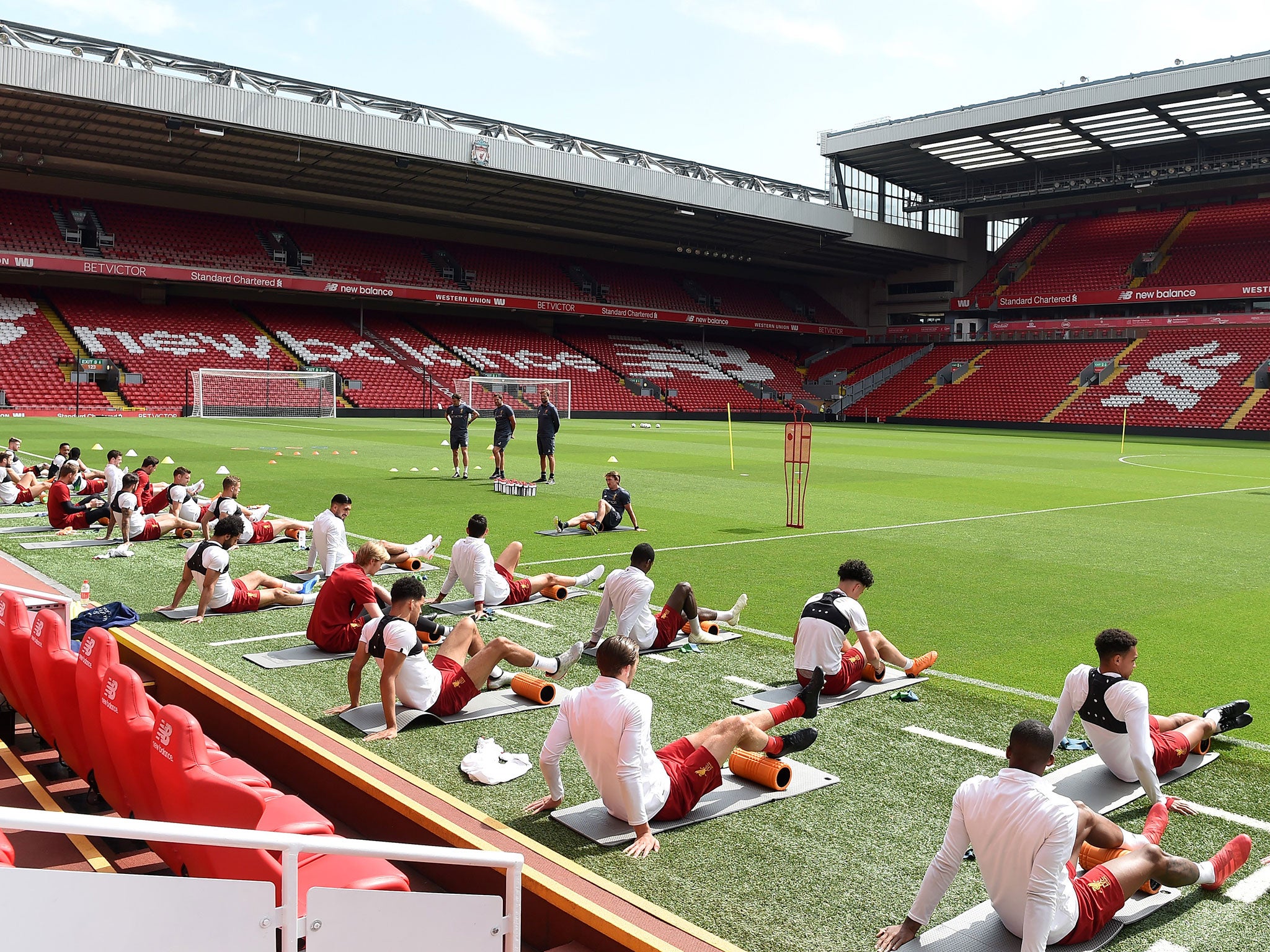 Liverpool trained at Anfield on Monday