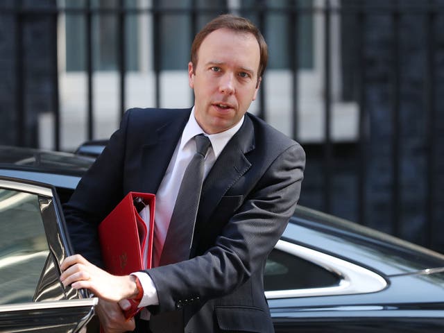 Britain's Culture Secretary Matt Hancock arrives at 10 Downing Street