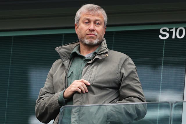 Chelsea owner Roman Abramovich looks on from the stands