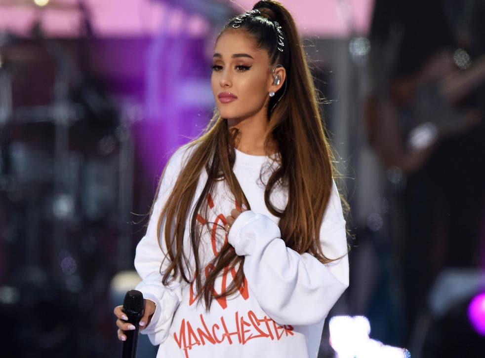 Ariana Grande at a benefit concert for victims of the Manchester Arena attack