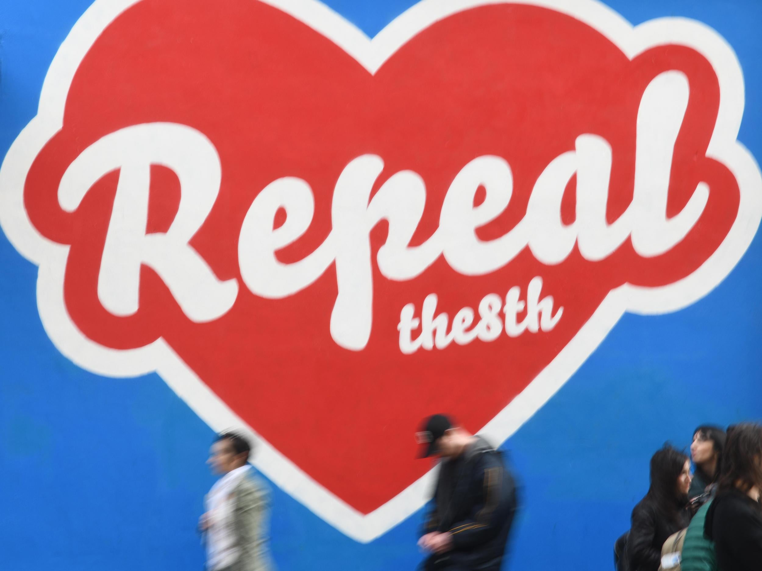 A mural in Dublin calls for the repeal of the eighth amendment to Ireland’s constitution ahead of the referendum