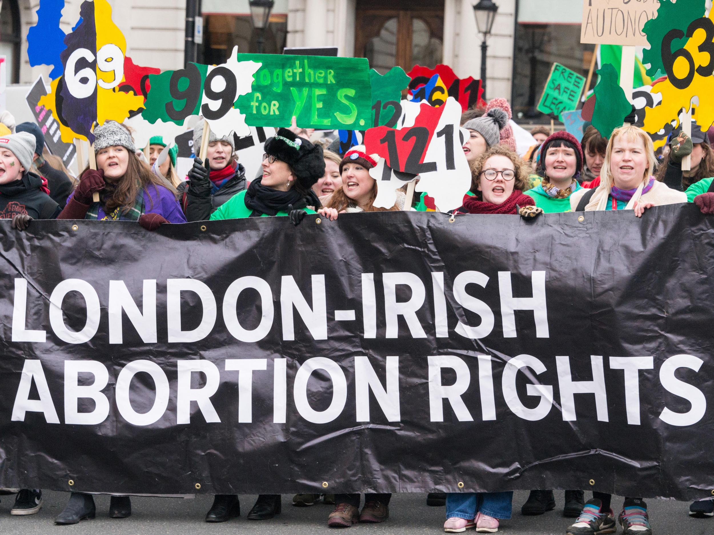 London Irish abortion rights campaigners take part in the parade in March