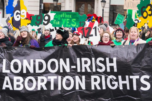 London Irish abortion rights campaigners take part in the parade in March