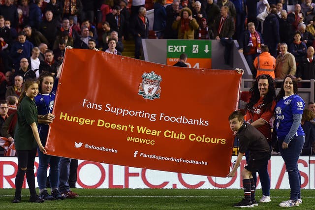 The Fans Supporting Foodbanks campaign, which involves both Liverpool and Everton, now supplies around 20 per cent of all foodbank donations in Liverpool
