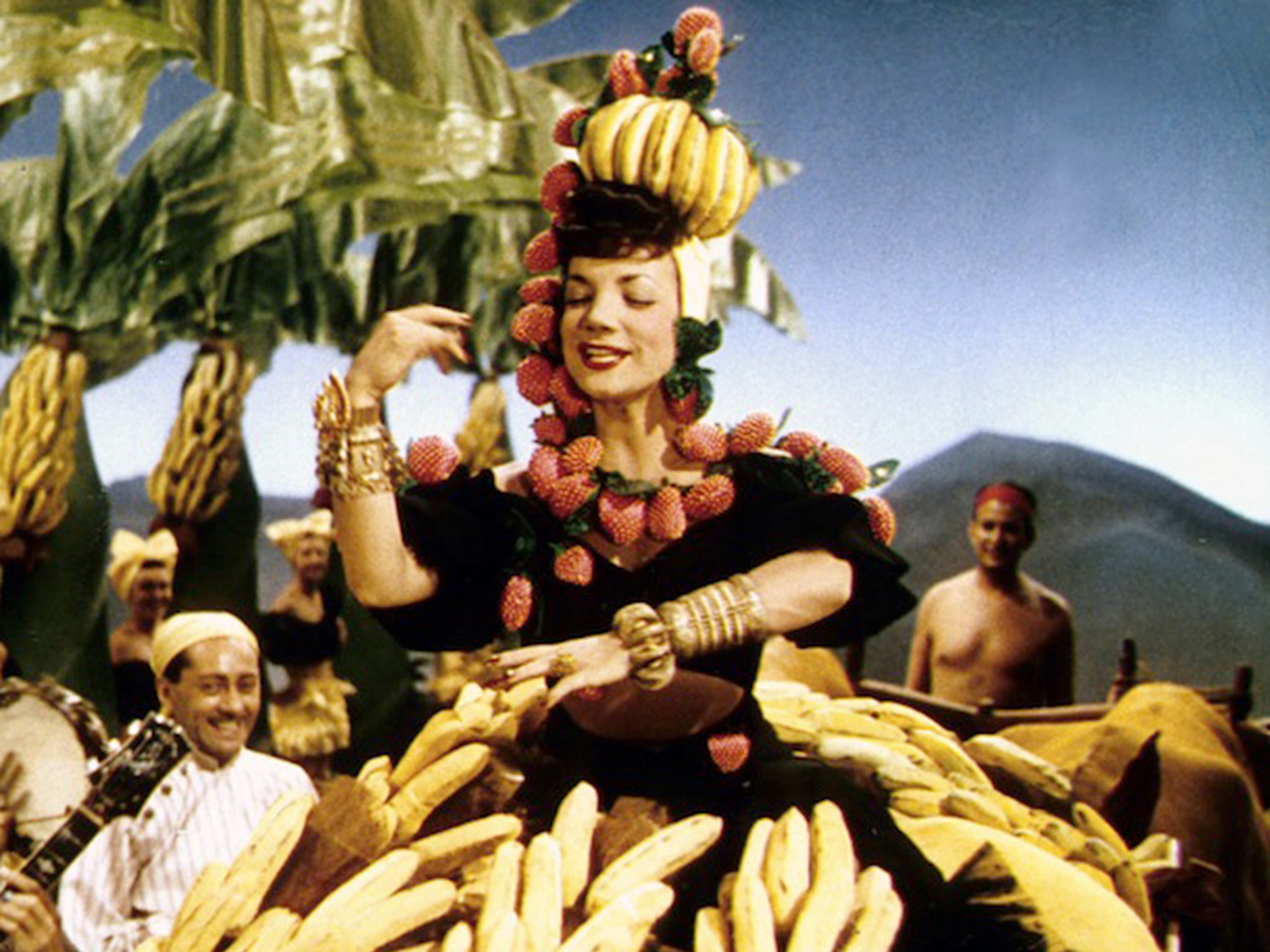 Carmen Miranda in 'The Gang's All Here' showing off her bananas