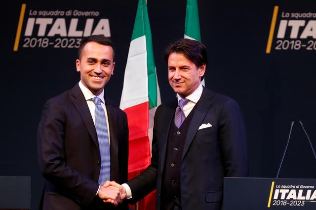 5-Star Movement leader Luigi Di Maio with Giuseppe Conte
