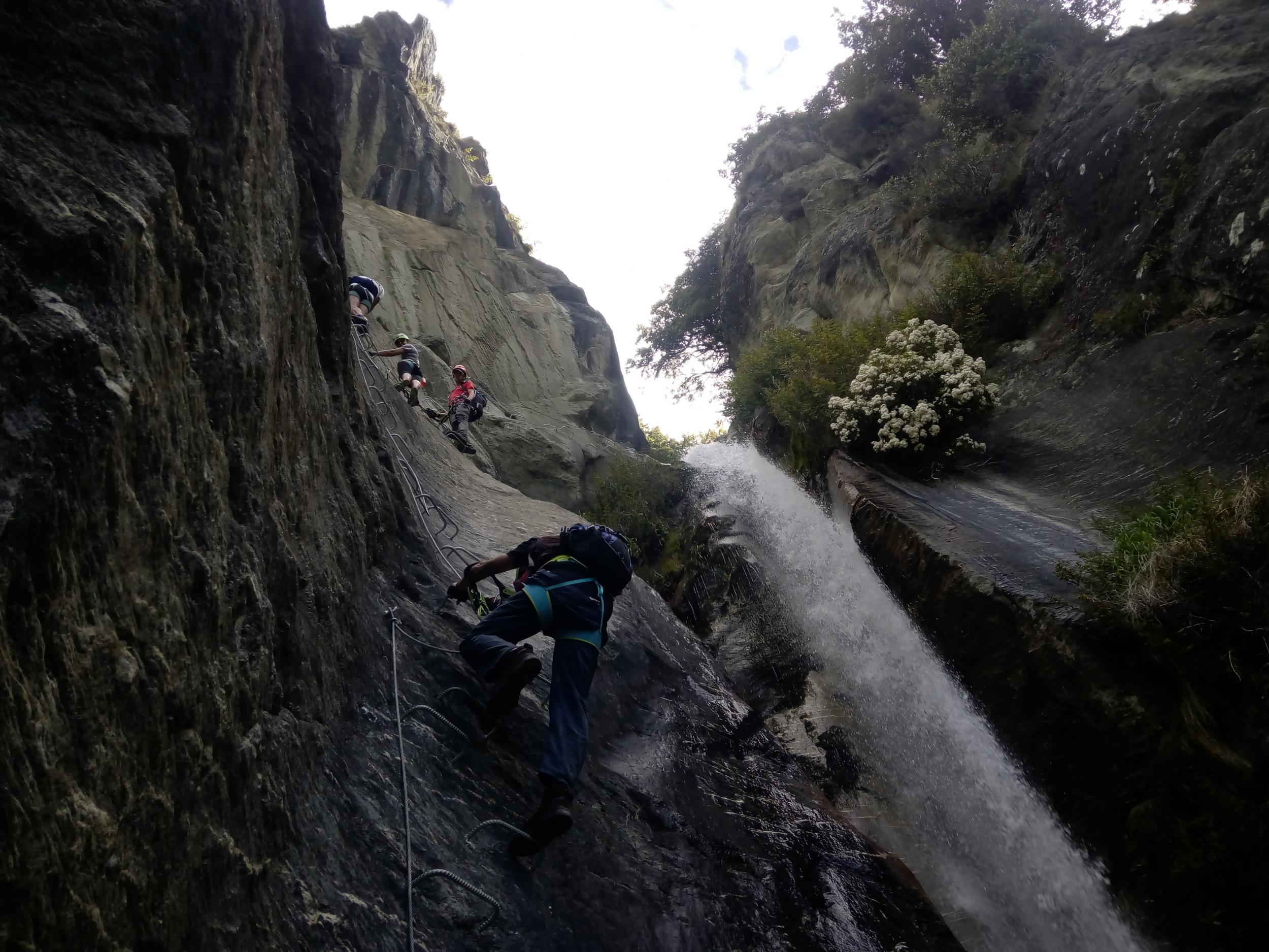 Get a rush: the climb passes right by the falls