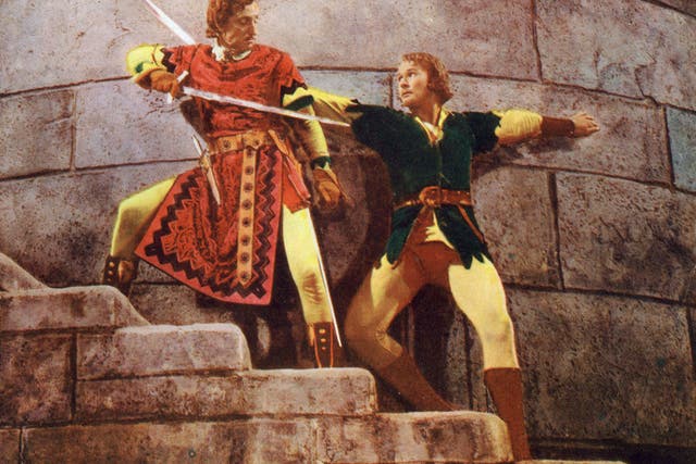 Tight corner: Basil Rathbone and Errol Flynn in ‘The Adventures Of Robin Hood’