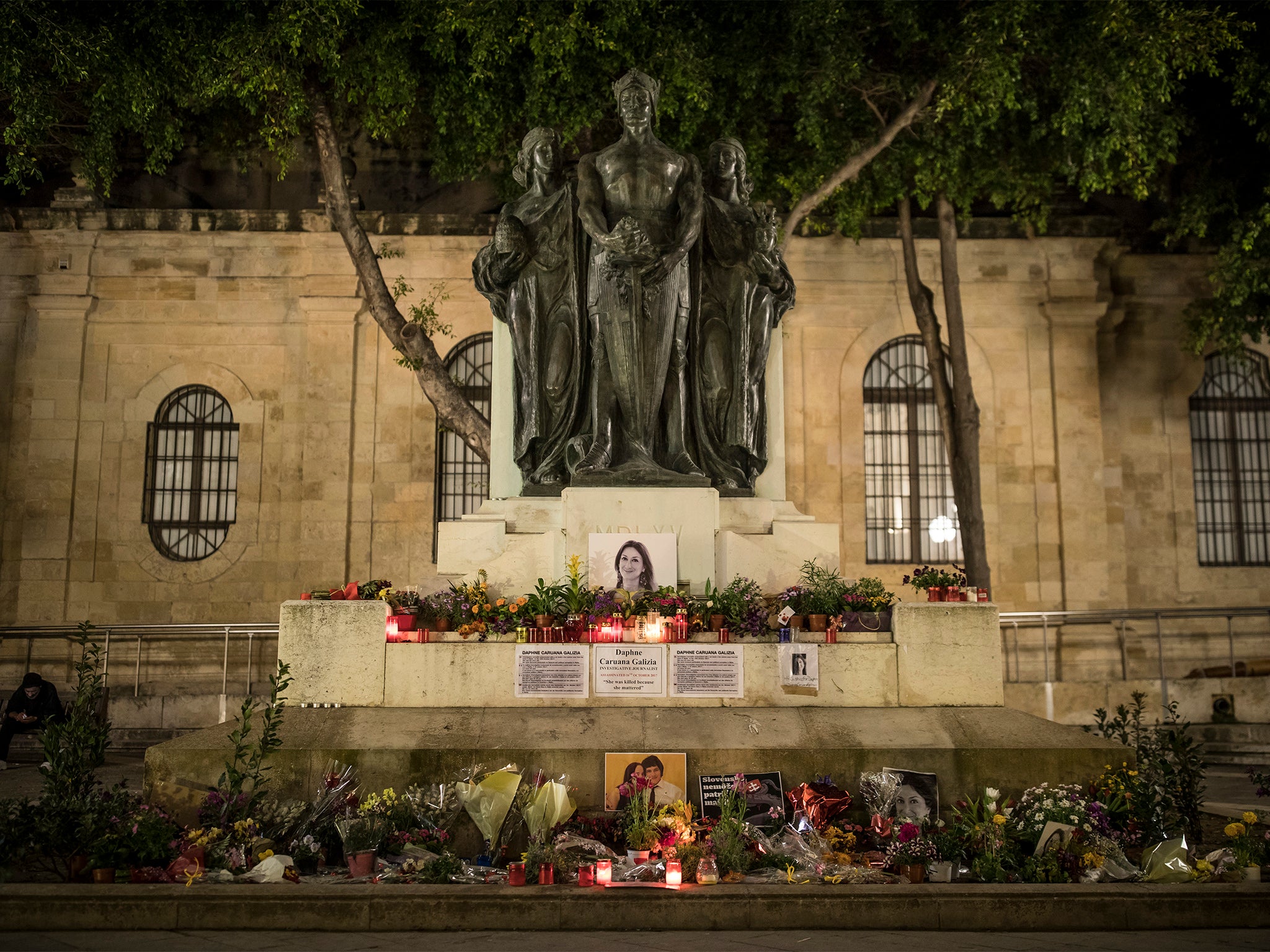 Tributes for the murdered Maltese journalist Daphne Caruana Galizia in Valletta
