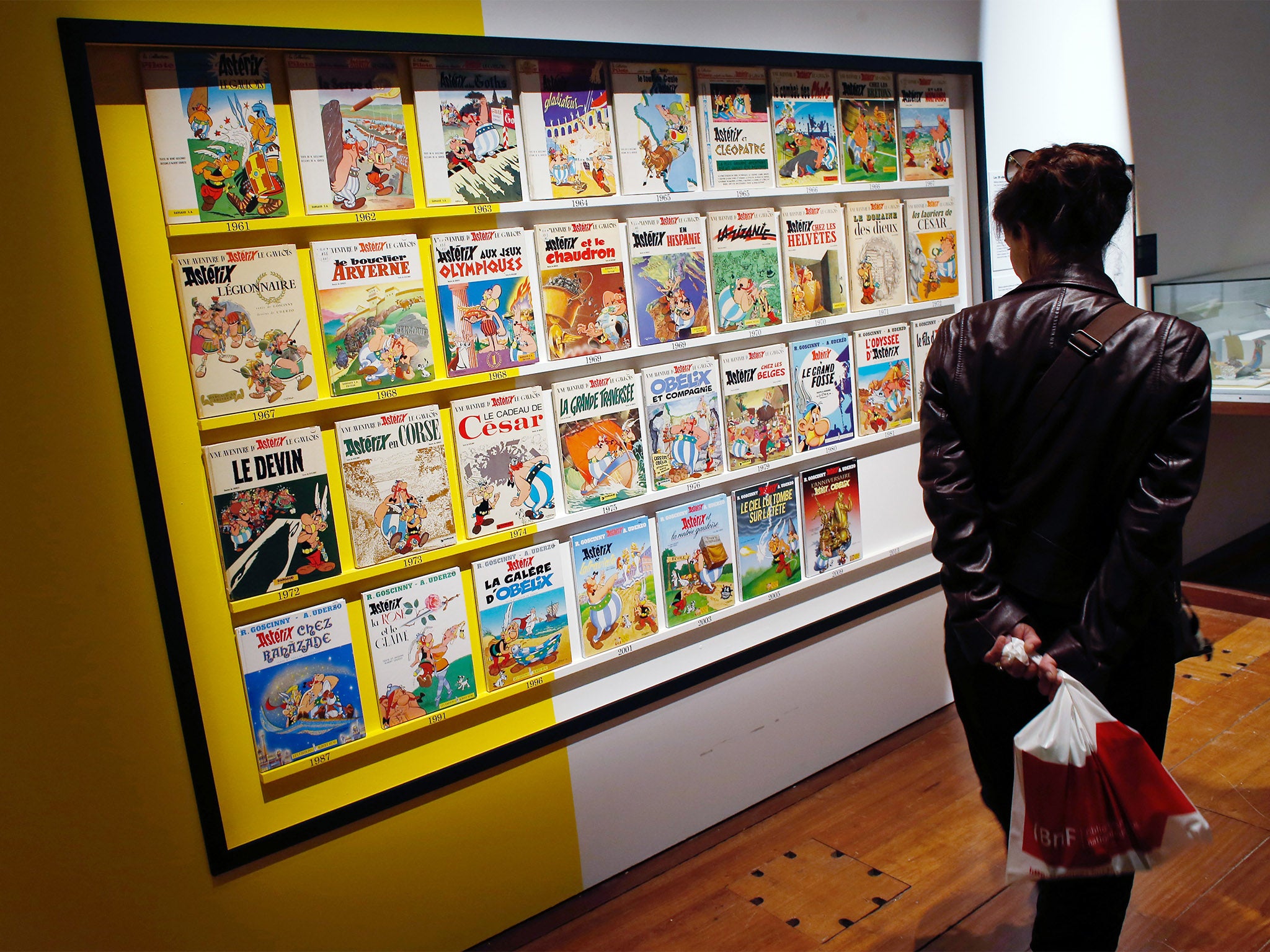 Asterix albums displayed at the Bibliotheque Nationale de France in Paris (Getty)