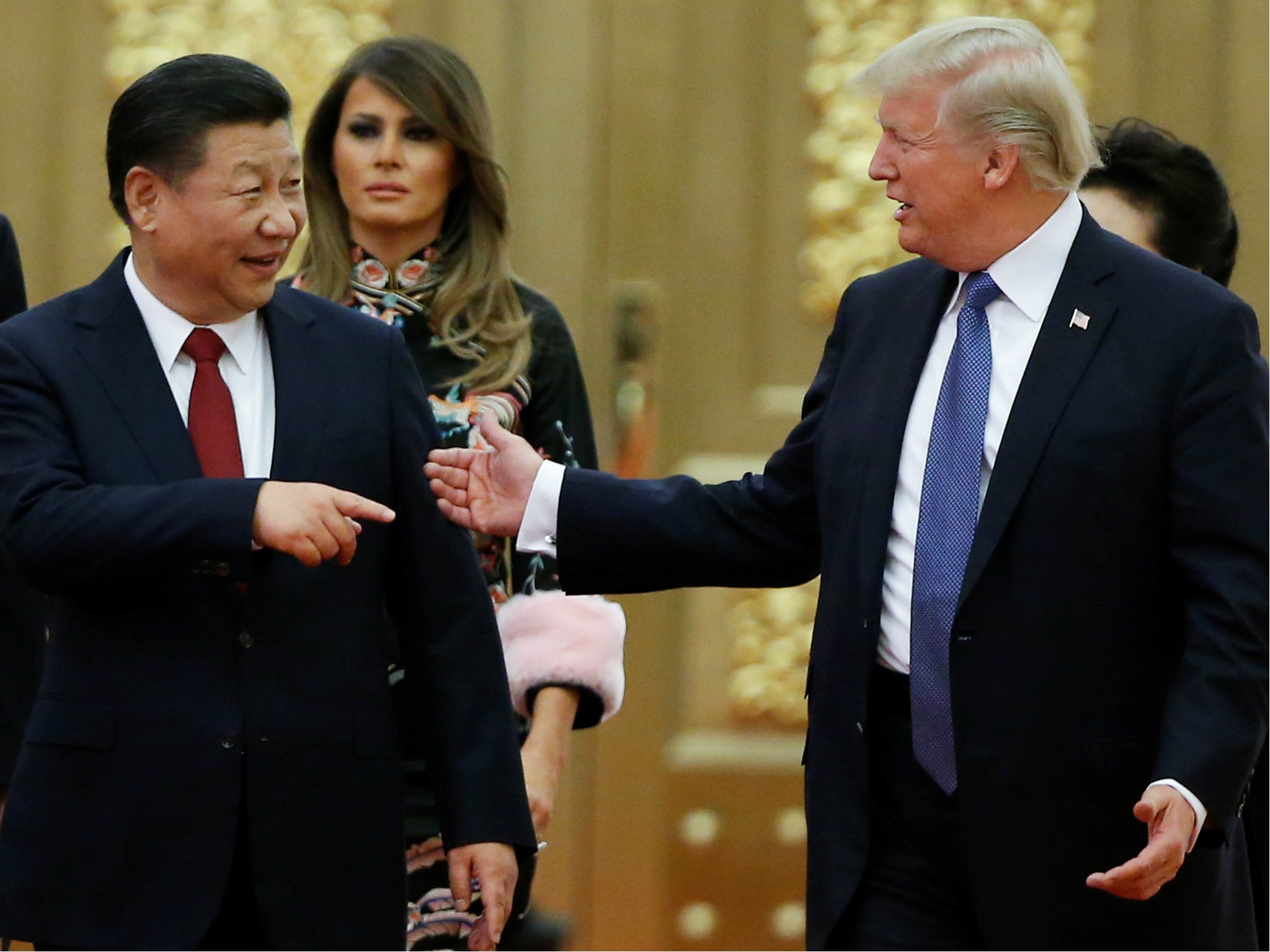 US President Donald Trump and China's President Xi Jinping in Beijing, China, 9 November 2017.