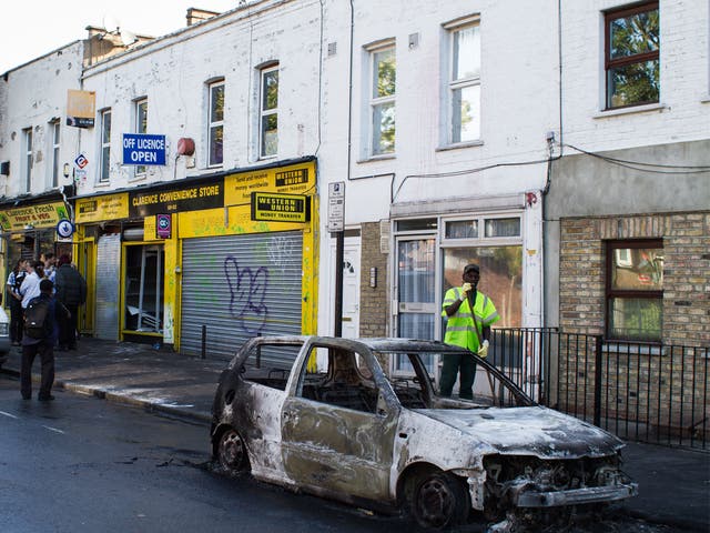 Aftermath of the London riots in Clarence Road, Hackney, in 2011