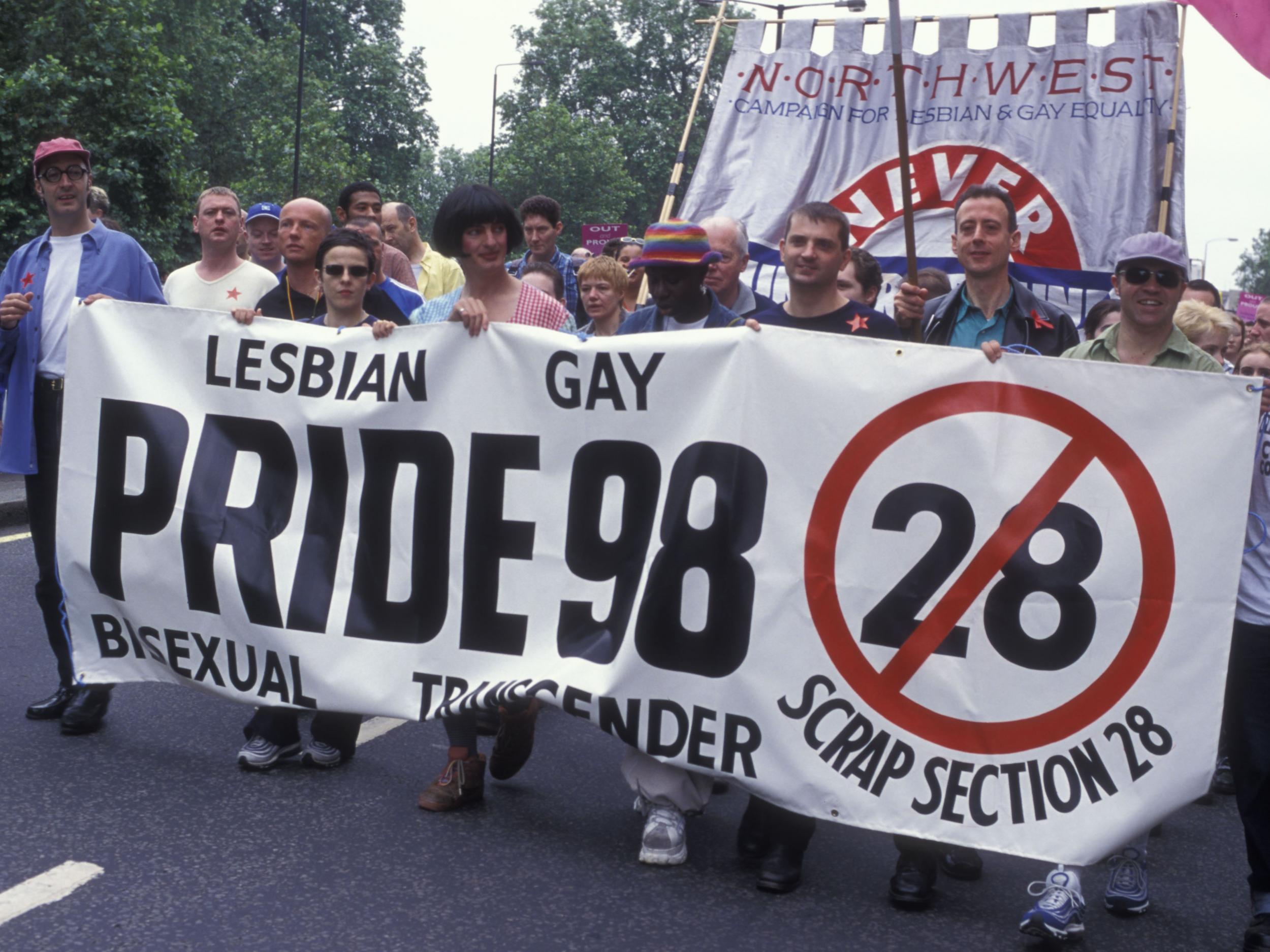 Protesters rally against the legislation in 1998, which was finally fully repealed in 2003